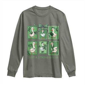Funny Liver Cancer Warrior Support Gift Long Sleeve Shirt Just A Strong Goose TS12 Military Green Print Your Wear