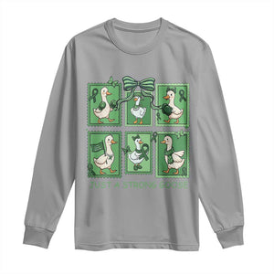 Funny Liver Cancer Warrior Support Gift Long Sleeve Shirt Just A Strong Goose TS12 Sport Gray Print Your Wear