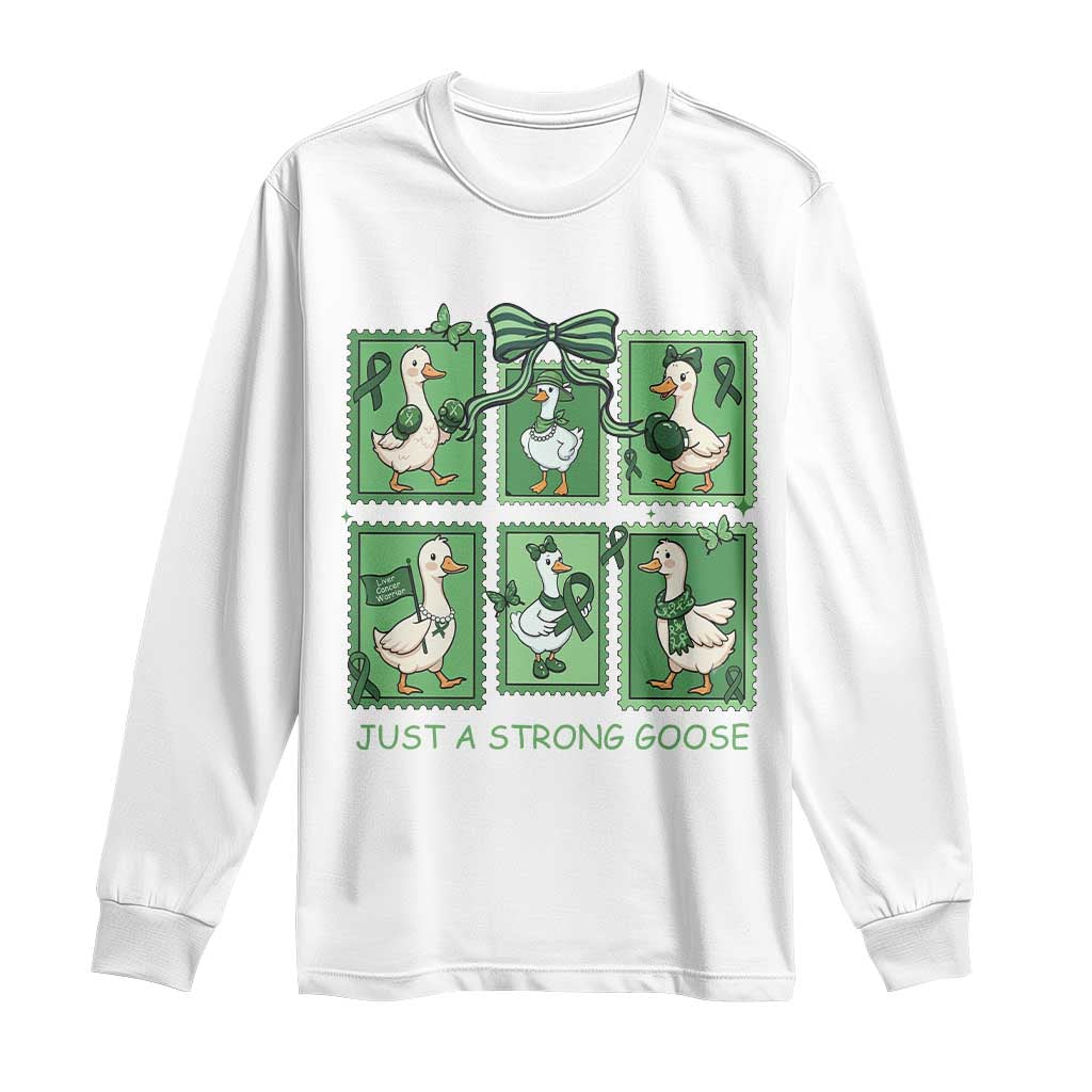 Funny Liver Cancer Warrior Support Gift Long Sleeve Shirt Just A Strong Goose TS12 White Print Your Wear