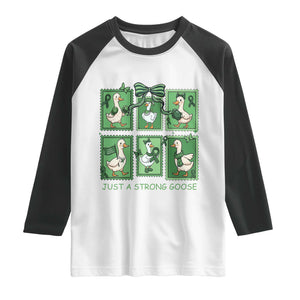 Funny Liver Cancer Warrior Support Gift Raglan Shirt Just A Strong Goose TS12 White Black Print Your Wear