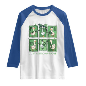 Funny Liver Cancer Warrior Support Gift Raglan Shirt Just A Strong Goose TS12 White Royal Print Your Wear