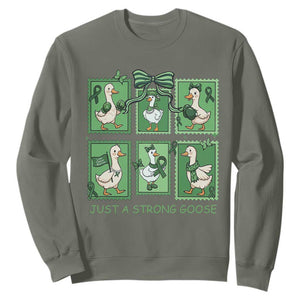 Funny Liver Cancer Warrior Support Gift Sweatshirt Just A Strong Goose TS12 Military Green Print Your Wear