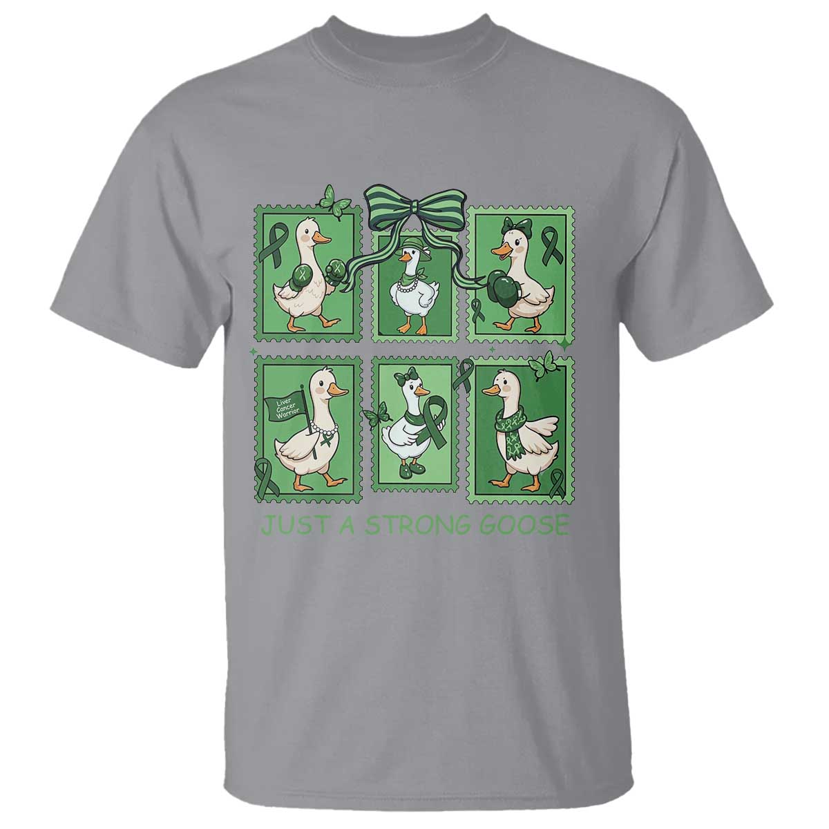 Funny Liver Cancer Warrior Support Gift T Shirt Just A Strong Goose TS12 Sport Gray Print Your Wear