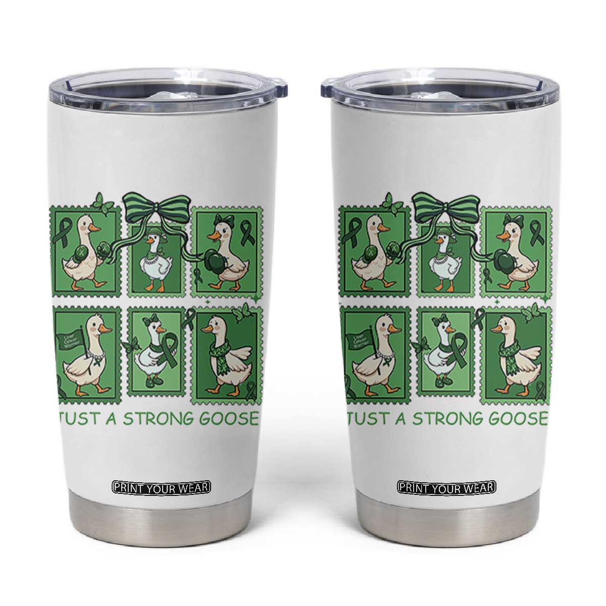 Funny Liver Cancer Warrior Support Gift Tumbler Cup Just A Strong Goose TS12 White Print Your Wear