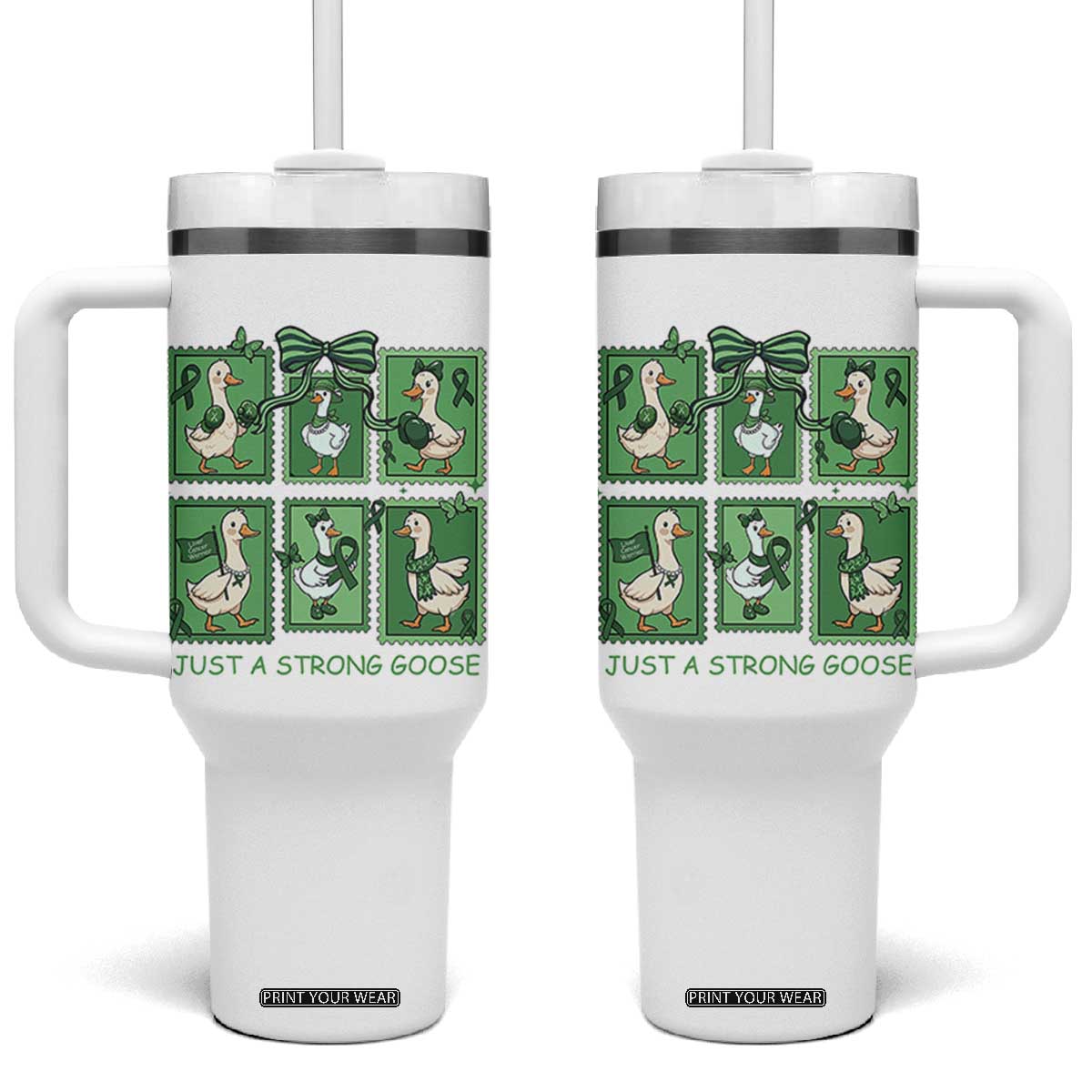 Funny Liver Cancer Warrior Support Gift Tumbler With Handle Just A Strong Goose TS12 One Size: 40 oz White Print Your Wear