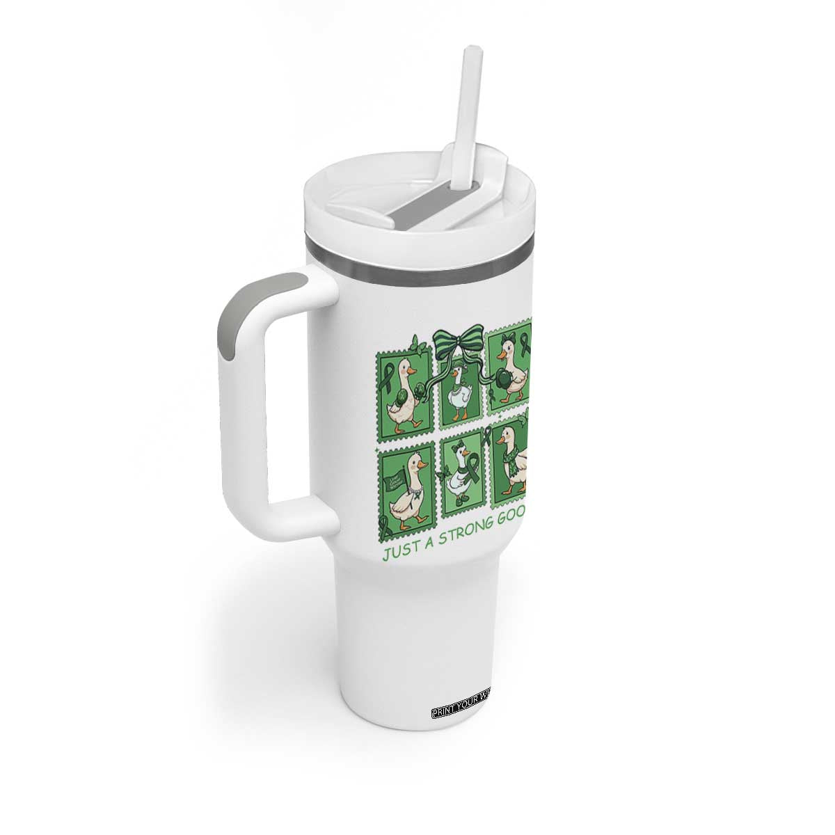Funny Liver Cancer Warrior Support Gift Tumbler With Handle Just A Strong Goose TS12 Print Your Wear