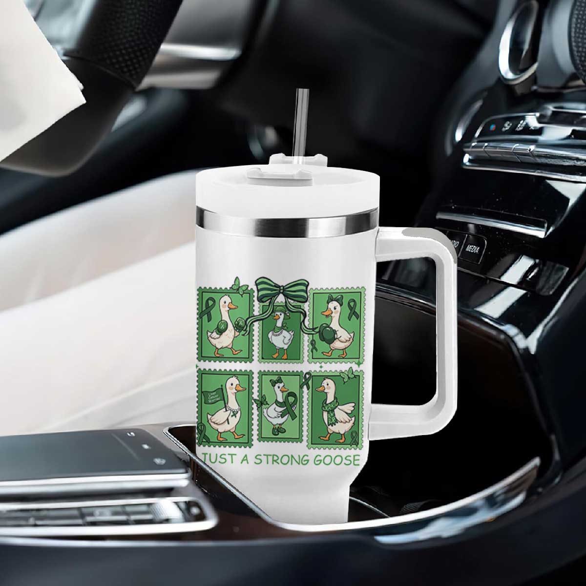 Funny Liver Cancer Warrior Support Gift Tumbler With Handle Just A Strong Goose TS12 Print Your Wear