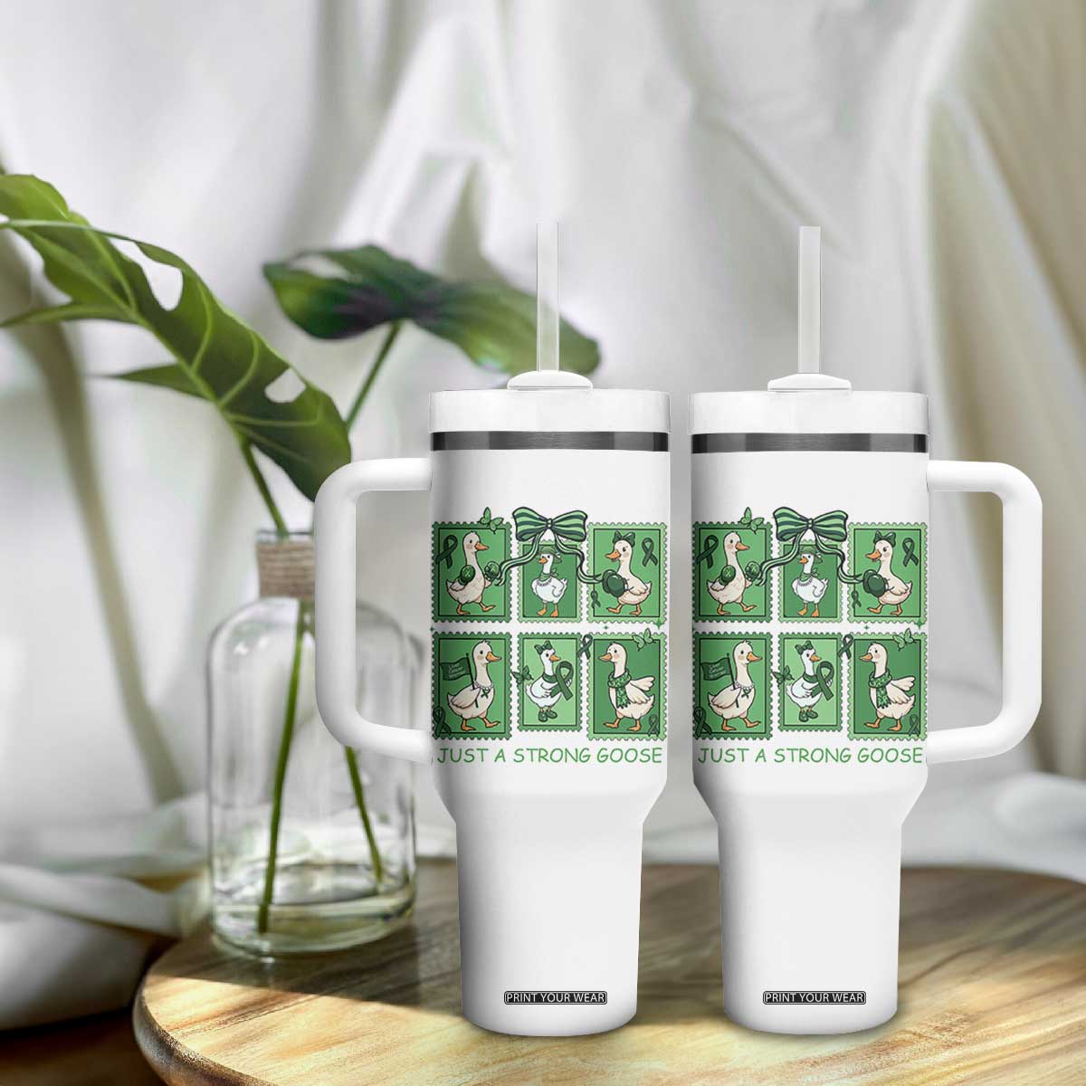 Funny Liver Cancer Warrior Support Gift Tumbler With Handle Just A Strong Goose TS12 Print Your Wear