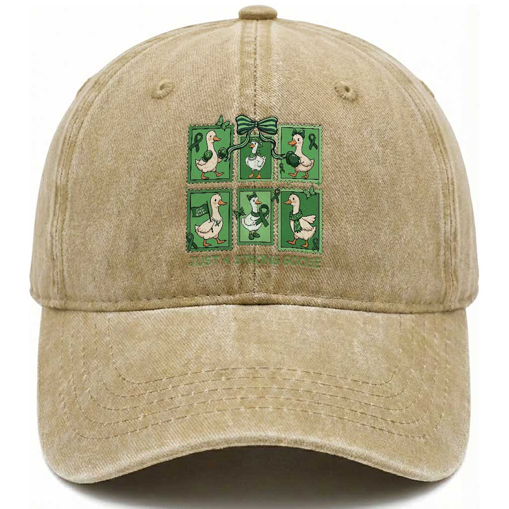 Funny Liver Cancer Warrior Support Gift Washed Cotton Baseball Cap Just A Strong Goose TS12 Print Your Wear