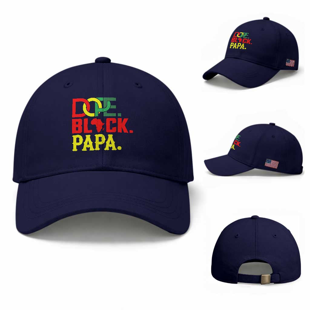 Dope Black Papa Baseball Cap Melanin King Fathers Day Gift TS12 Baseball Cap Universal Fit Dark Blue Print Your Wear