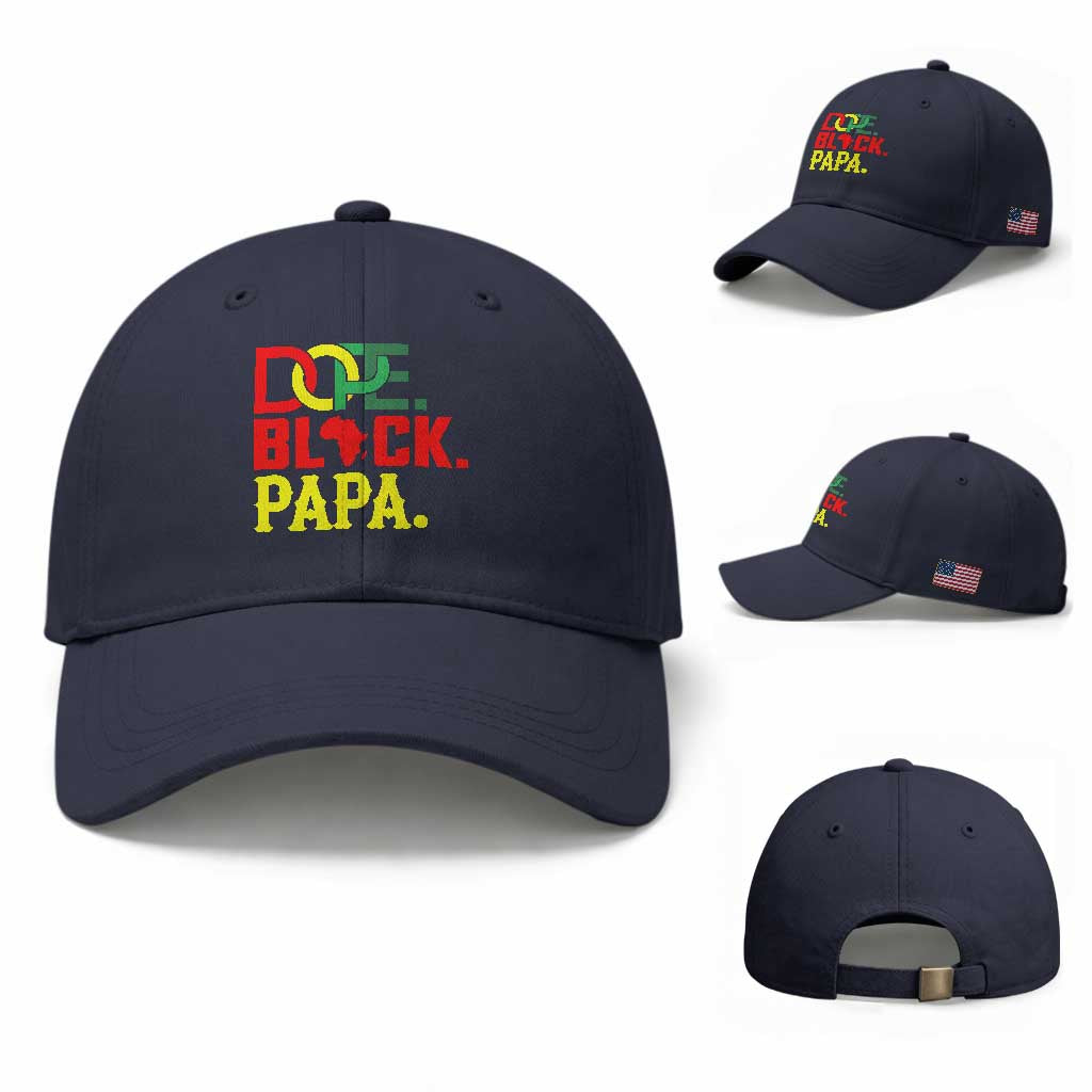 Dope Black Papa Baseball Cap Melanin King Fathers Day Gift TS12 Baseball Cap Universal Fit Navy Print Your Wear