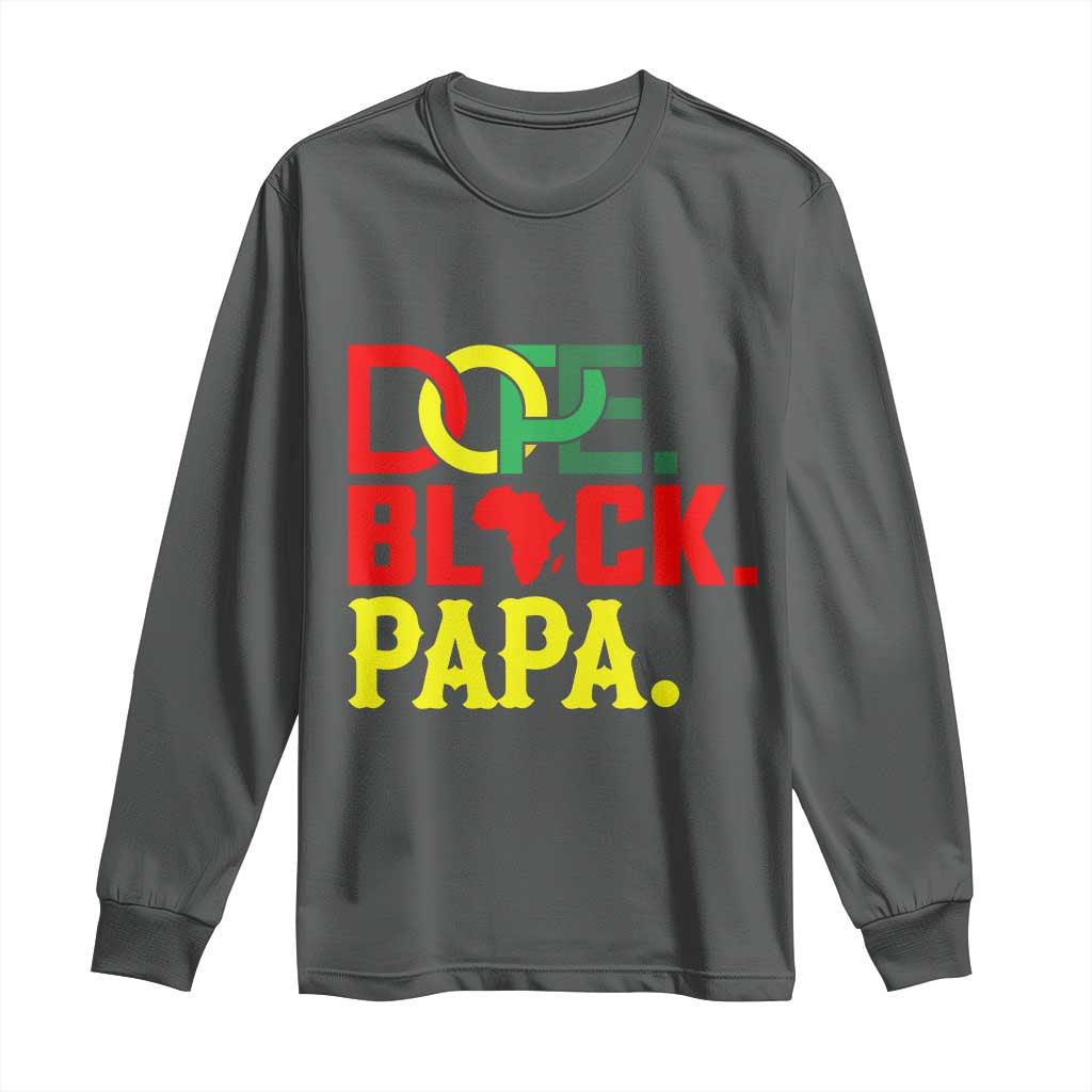 Dope Black Papa Long Sleeve Shirt Melanin King Fathers Day Gift TS12 Dark Heather Print Your Wear