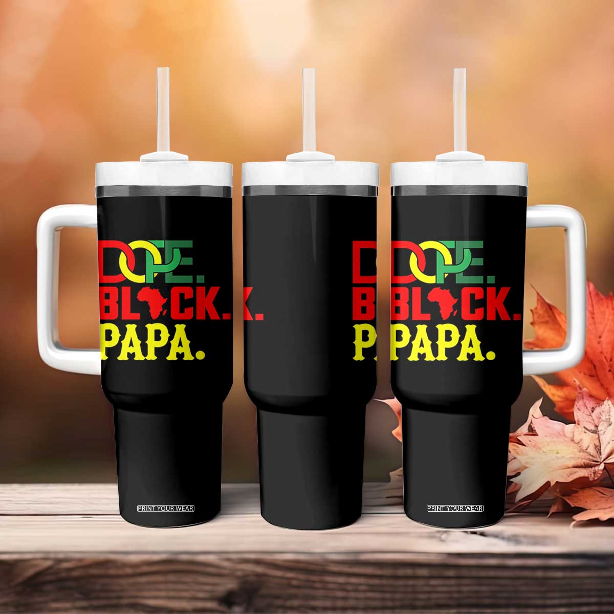 Dope Black Papa Tumbler With Handle Melanin King Fathers Day Gift TS12 Print Your Wear