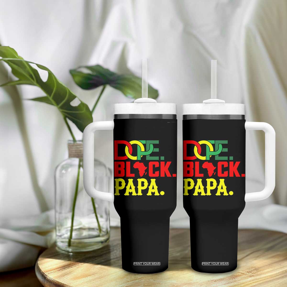 Dope Black Papa Tumbler With Handle Melanin King Fathers Day Gift TS12 Print Your Wear