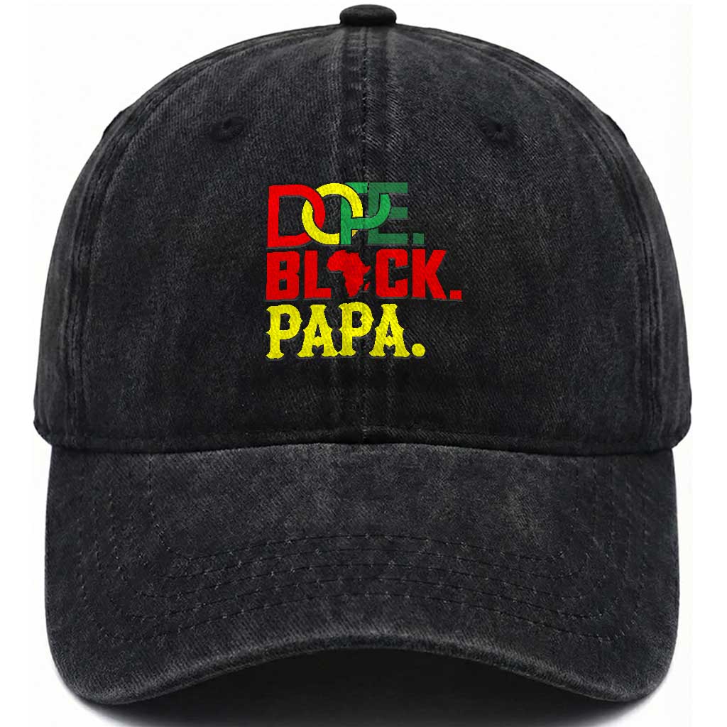 Dope Black Papa Washed Cotton Baseball Cap Melanin King Fathers Day Gift TS12 Print Your Wear