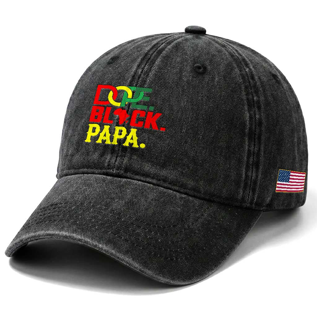 Dope Black Papa Washed Cotton Baseball Cap Melanin King Fathers Day Gift TS12 Print Your Wear