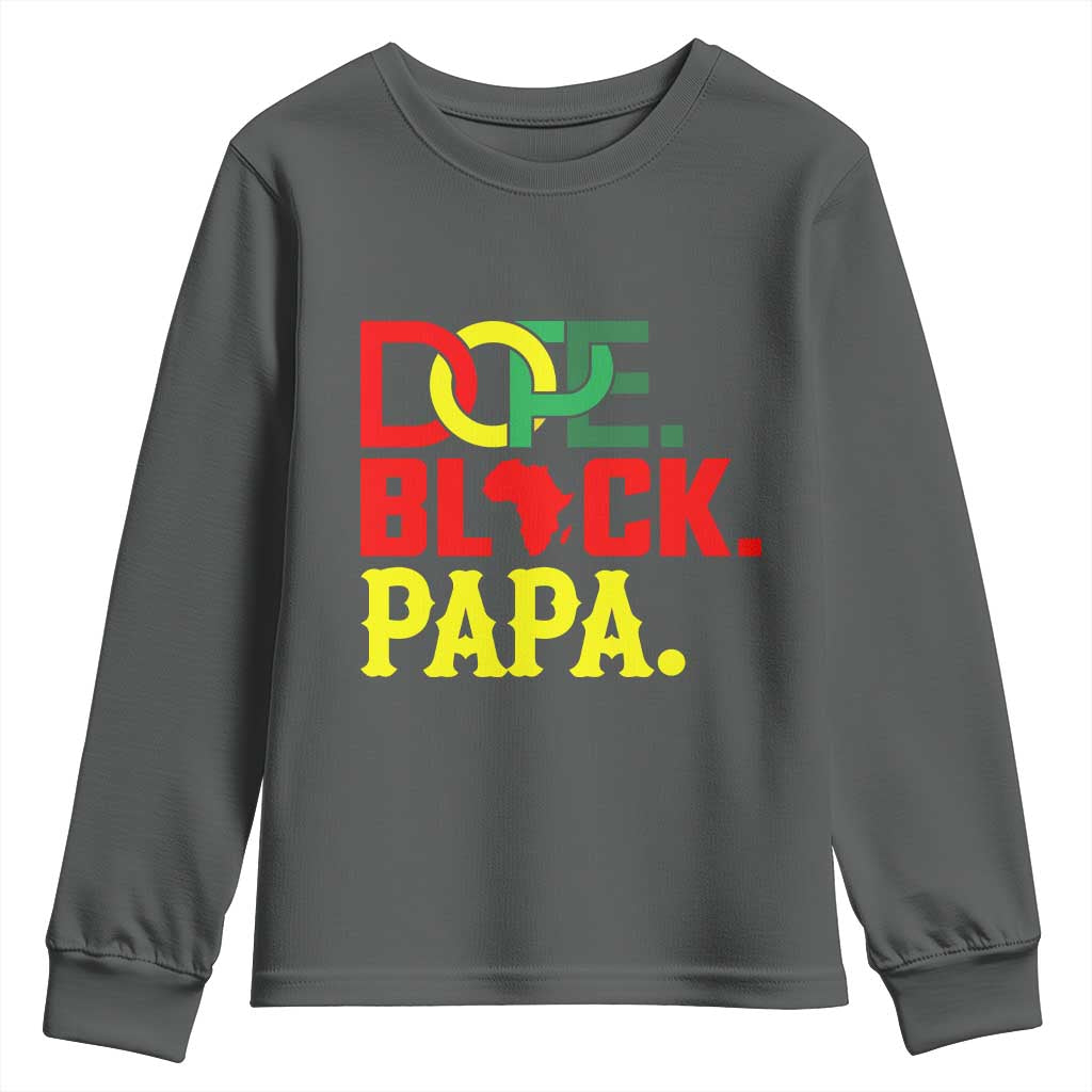 Dope Black Papa Youth Sweatshirt Melanin King Fathers Day Gift TS12 Dark Heather Print Your Wear