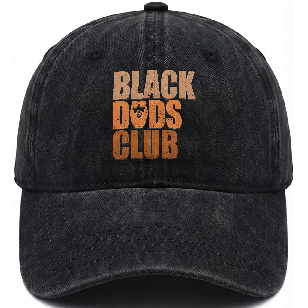 Black Dads Club Washed Cotton Baseball Cap African American Fathers Day Gift TS12 Print Your Wear