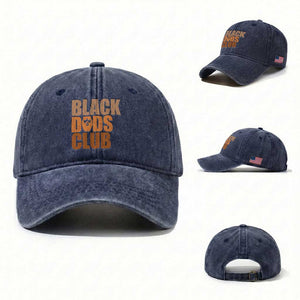 Black Dads Club Washed Cotton Baseball Cap African American Fathers Day Gift TS12 Washed Cap Universal Fit Navy Print Your Wear