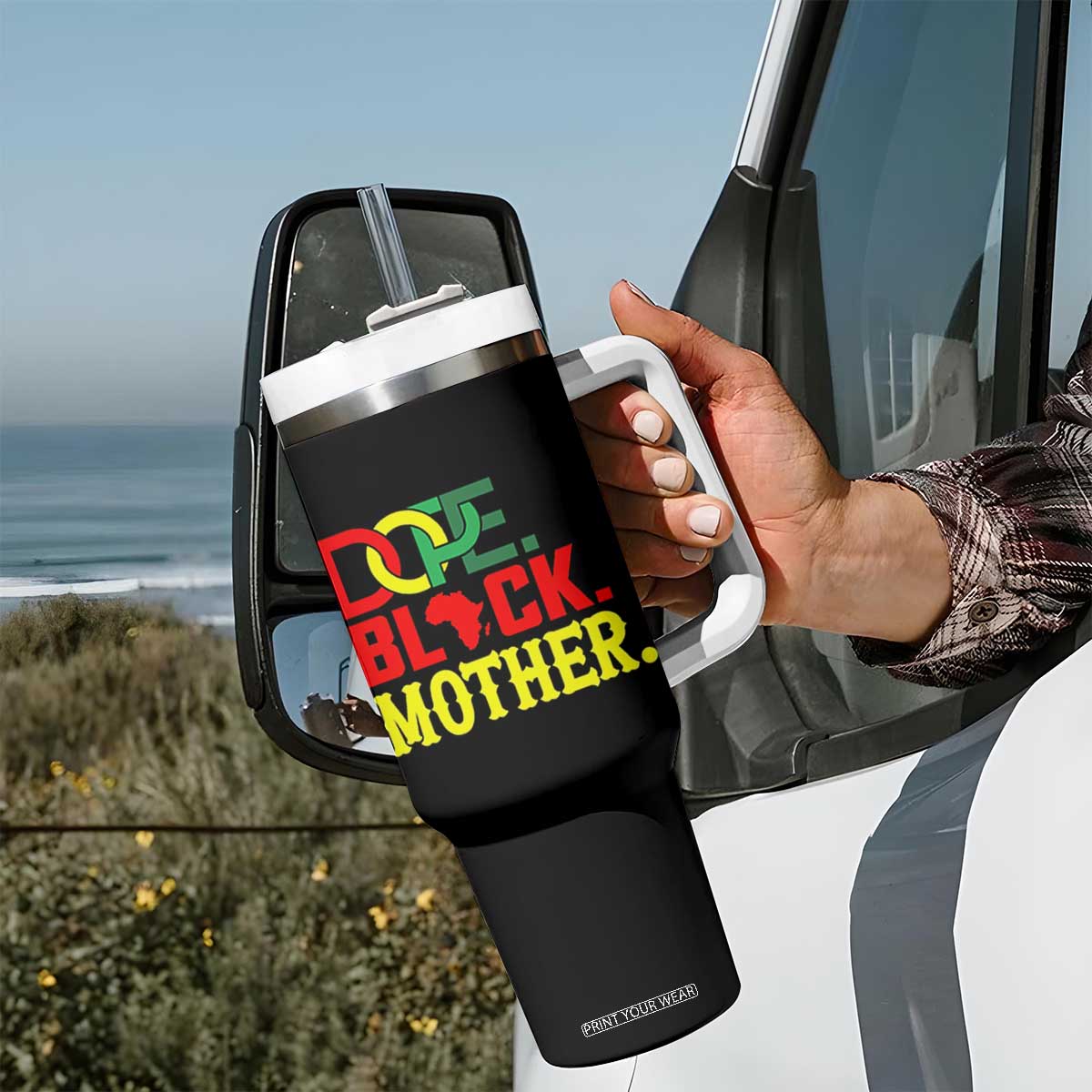 Proud African American Mom Gift Tumbler With Handle Dope Black Mother TS12 Print Your Wear