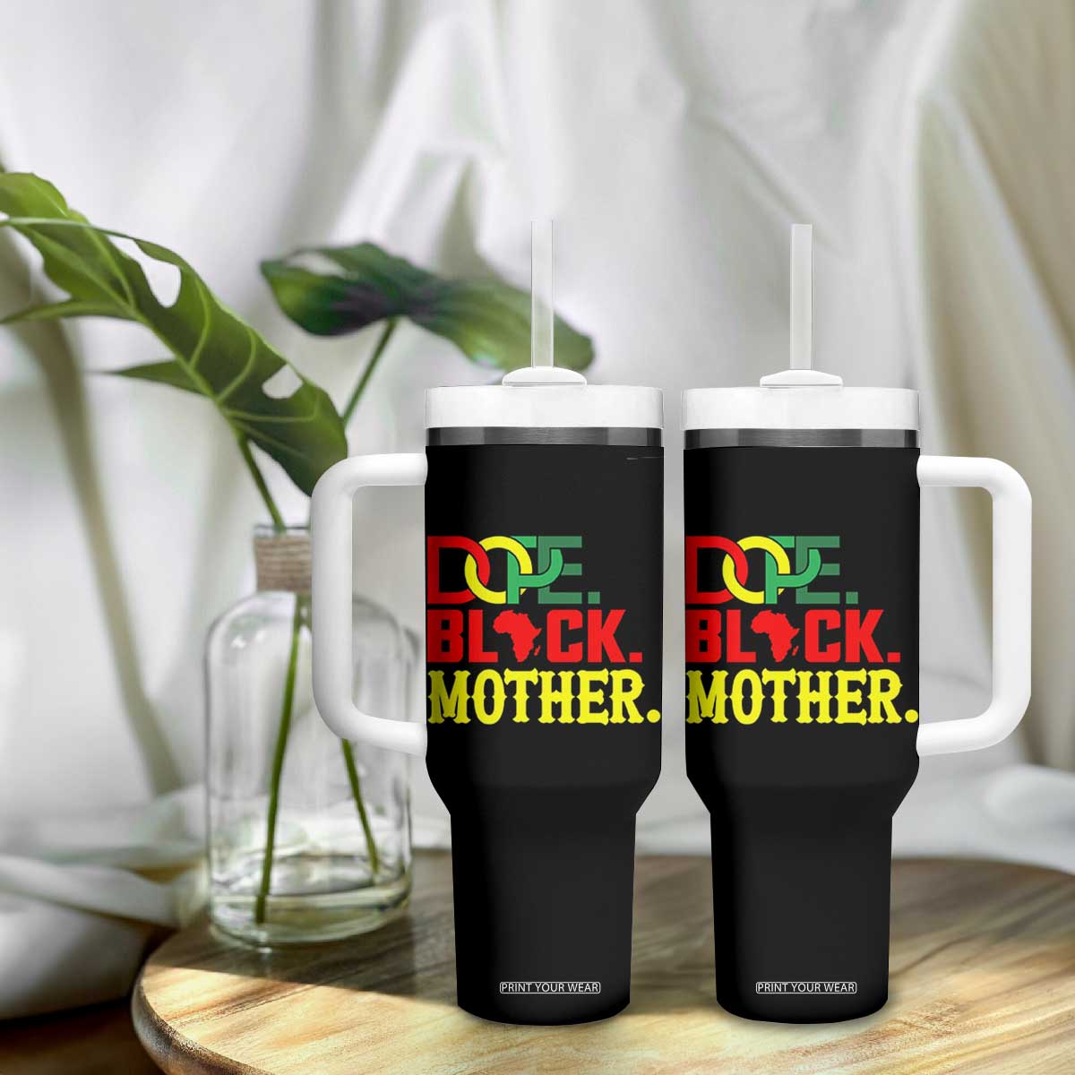 Proud African American Mom Gift Tumbler With Handle Dope Black Mother TS12 Print Your Wear