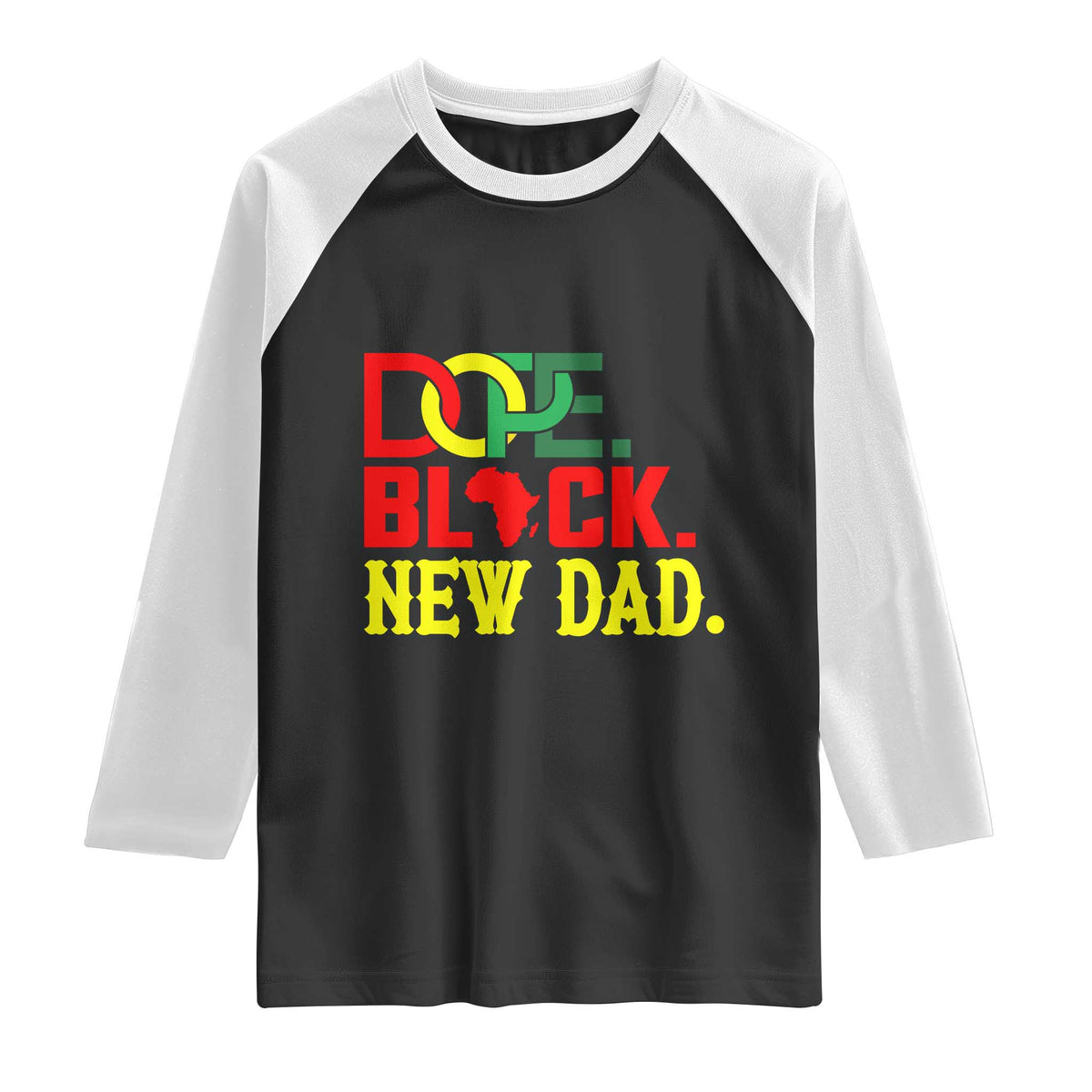 First Father's Day African American Dad Raglan Shirt New Dad Gift TS12 Black White Print Your Wear