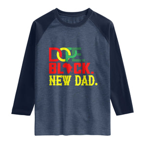 First Father's Day African American Dad Raglan Shirt New Dad Gift TS12 Heather Denim Navy Print Your Wear