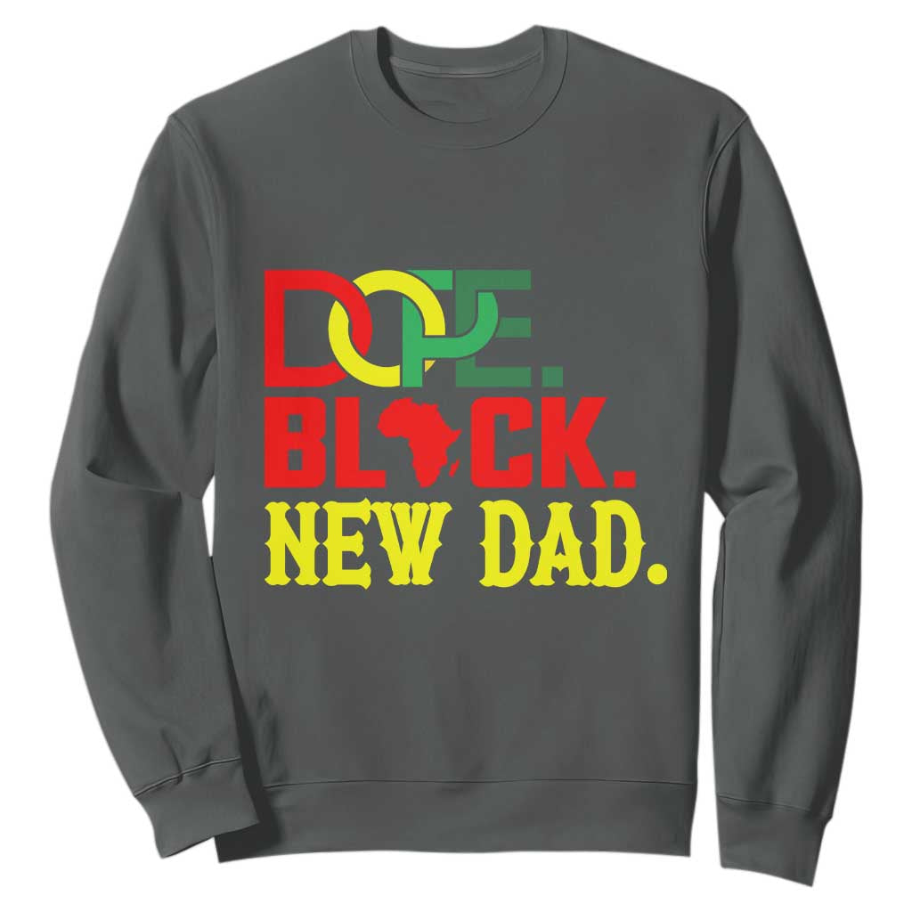 First Father's Day African American Dad Sweatshirt New Dad Gift TS12 Dark Heather Print Your Wear