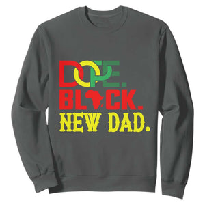 First Father's Day African American Dad Sweatshirt New Dad Gift TS12 Dark Heather Print Your Wear