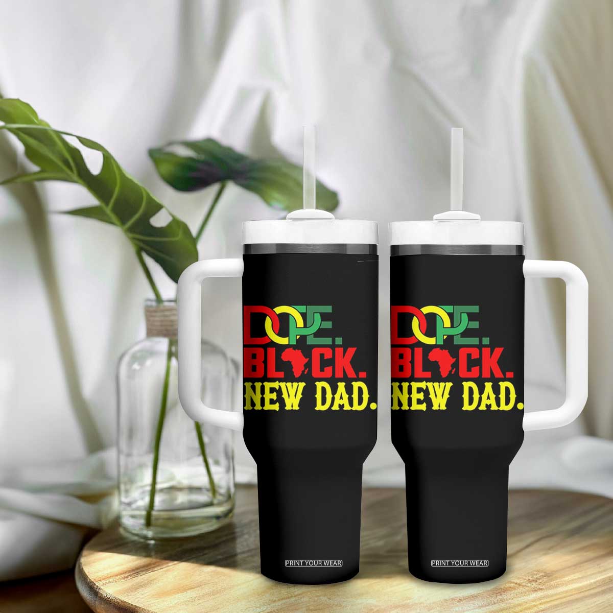 First Father's Day African American Dad Tumbler With Handle New Dad Gift TS12 Print Your Wear