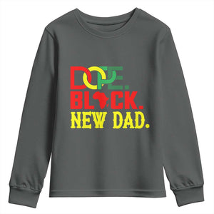 First Father's Day African American Dad Youth Sweatshirt New Dad Gift TS12 Dark Heather Print Your Wear