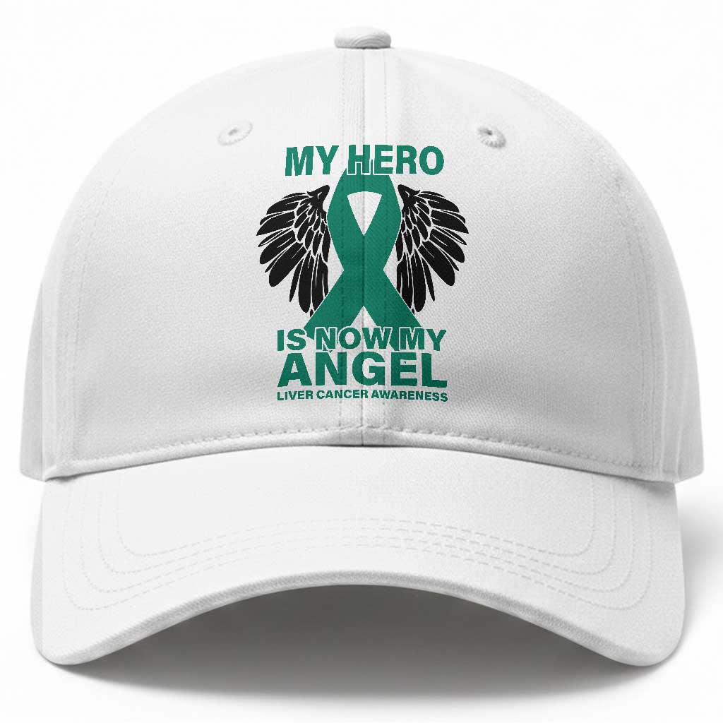 Liver Cancer Awareness Memorial Gift Baseball Cap My Hero Is Now My Angel TS12 Print Your Wear