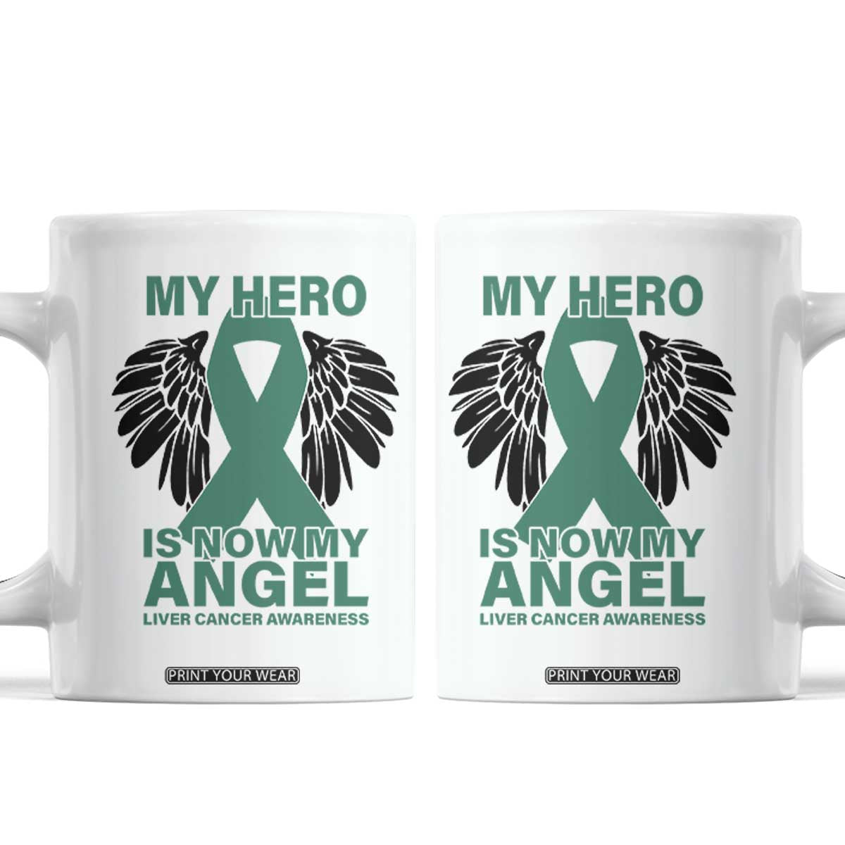 Liver Cancer Awareness Memorial Gift Coffee Mug My Hero Is Now My Angel TS12 White Print Your Wear