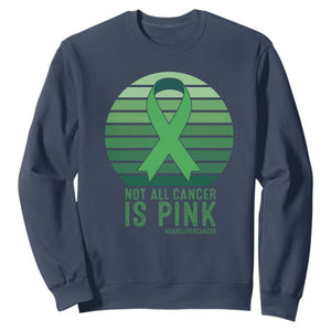 Liver Cancer Awareness Sweatshirt Not All Cancer Is Pink Ribbon Support Gift TS12 Navy Print Your Wear