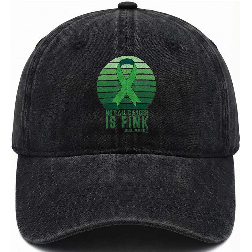 Liver Cancer Awareness Washed Cotton Baseball Cap Not All Cancer Is Pink Ribbon Support Gift TS12 Print Your Wear