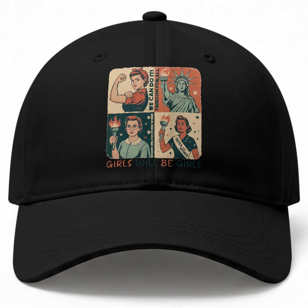 Girls Will Be Girls Baseball Cap Patriotic Feminist USA Women TS12 Print Your Wear