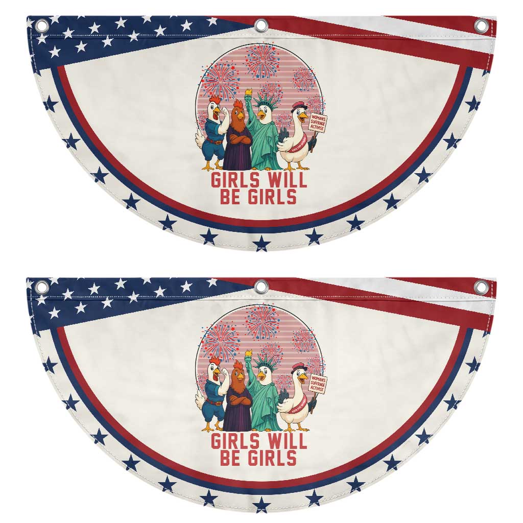 Girls Will Be Girls Patriotic Fan Flag Funny Feathered Feminists Ducks TS12 2pcs pack Classic Beige Print Your Wear