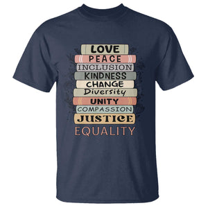 Human Rights Bookish T Shirt Kindness Peace Equality Flower For Women TS12 Navy Print Your Wear