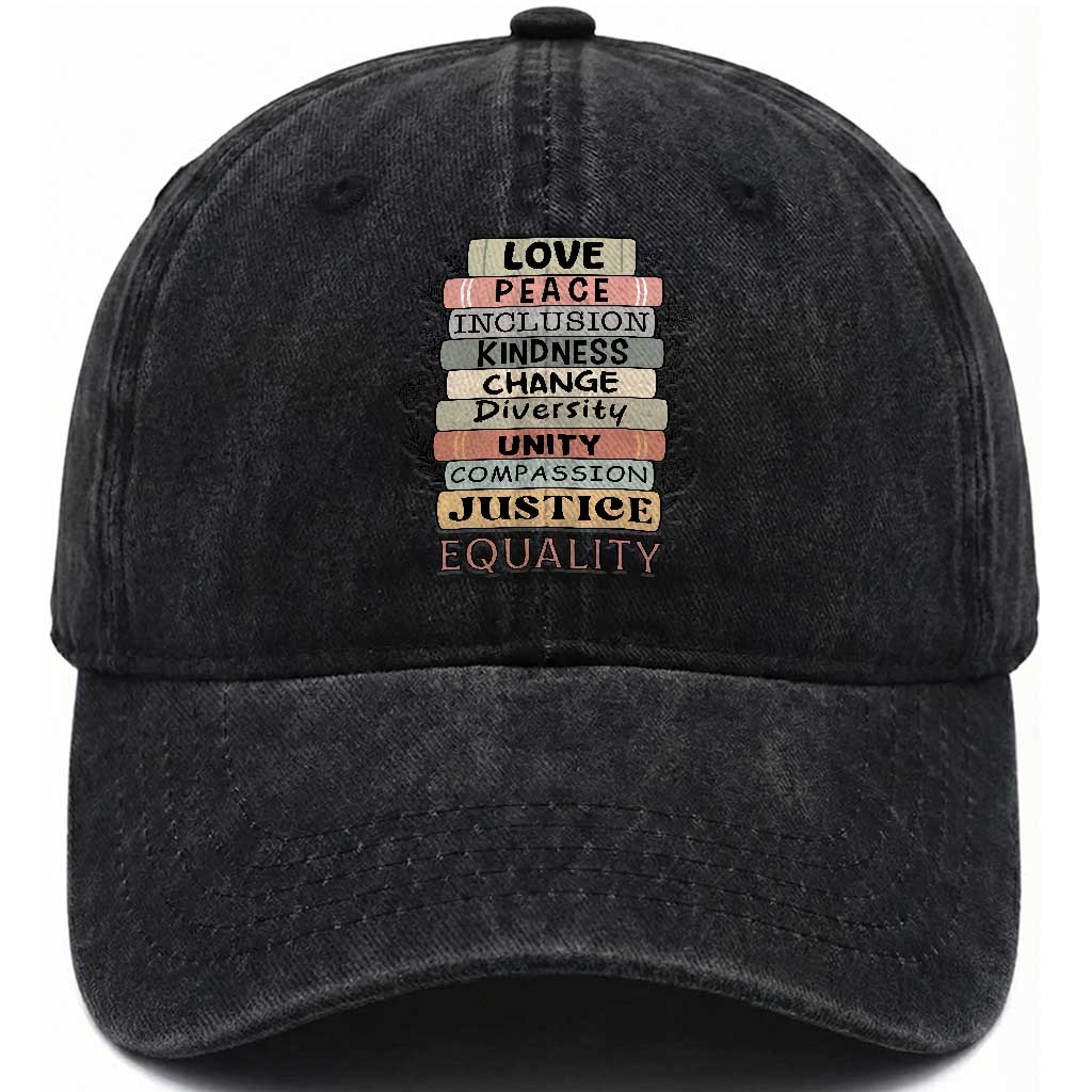 Human Rights Bookish Washed Cotton Baseball Cap Kindness Peace Equality Flower For Women TS12 Print Your Wear