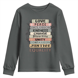 Human Rights Bookish Youth Sweatshirt Kindness Peace Equality Flower For Women TS12 Dark Heather Print Your Wear