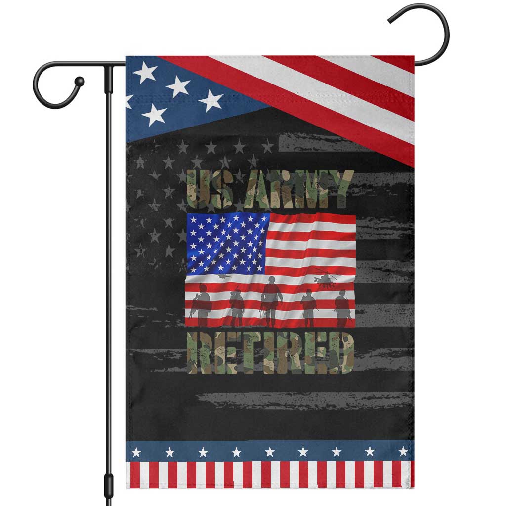 Retired Veteran Garden Flag American Flag US Army Patriotic USA Pride TS12 Distressed Black Blue Print Your Wear