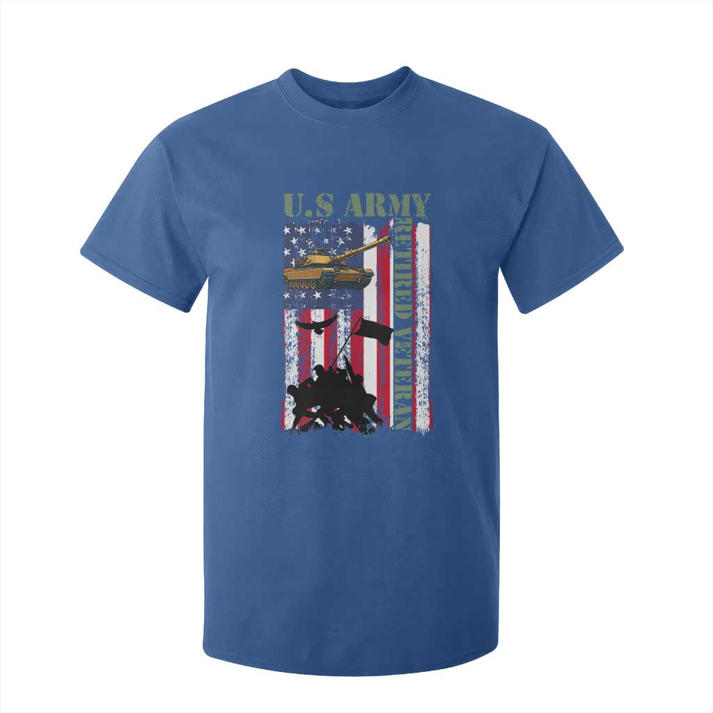 Retired Army T Shirt For Kid American Flag US Patriotic USA Pride TS12 Royal Blue Print Your Wear
