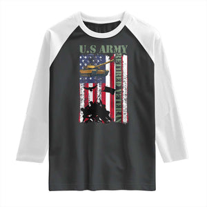 Retired Army Raglan Shirt American Flag US Patriotic USA Pride TS12 Black White Print Your Wear