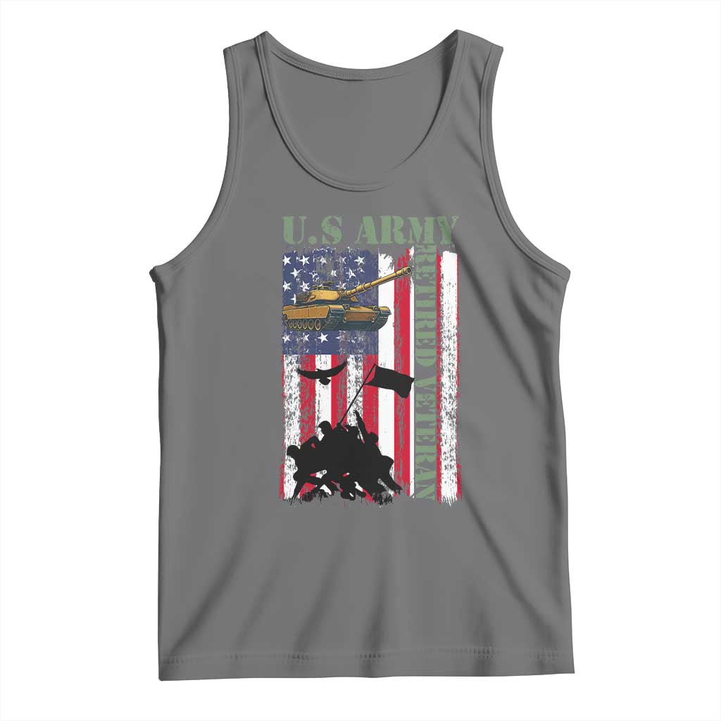 Retired Army Tank Top American Flag US Patriotic USA Pride TS12 Black Heather Print Your Wear