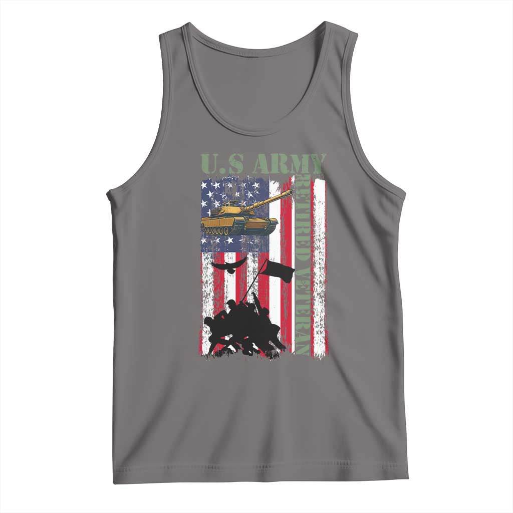 Retired Army Tank Top American Flag US Patriotic USA Pride TS12 Deep Heather Print Your Wear