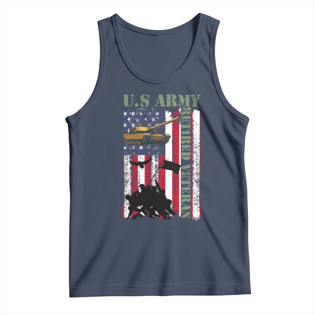 Retired Army Tank Top American Flag US Patriotic USA Pride TS12 Navy Print Your Wear