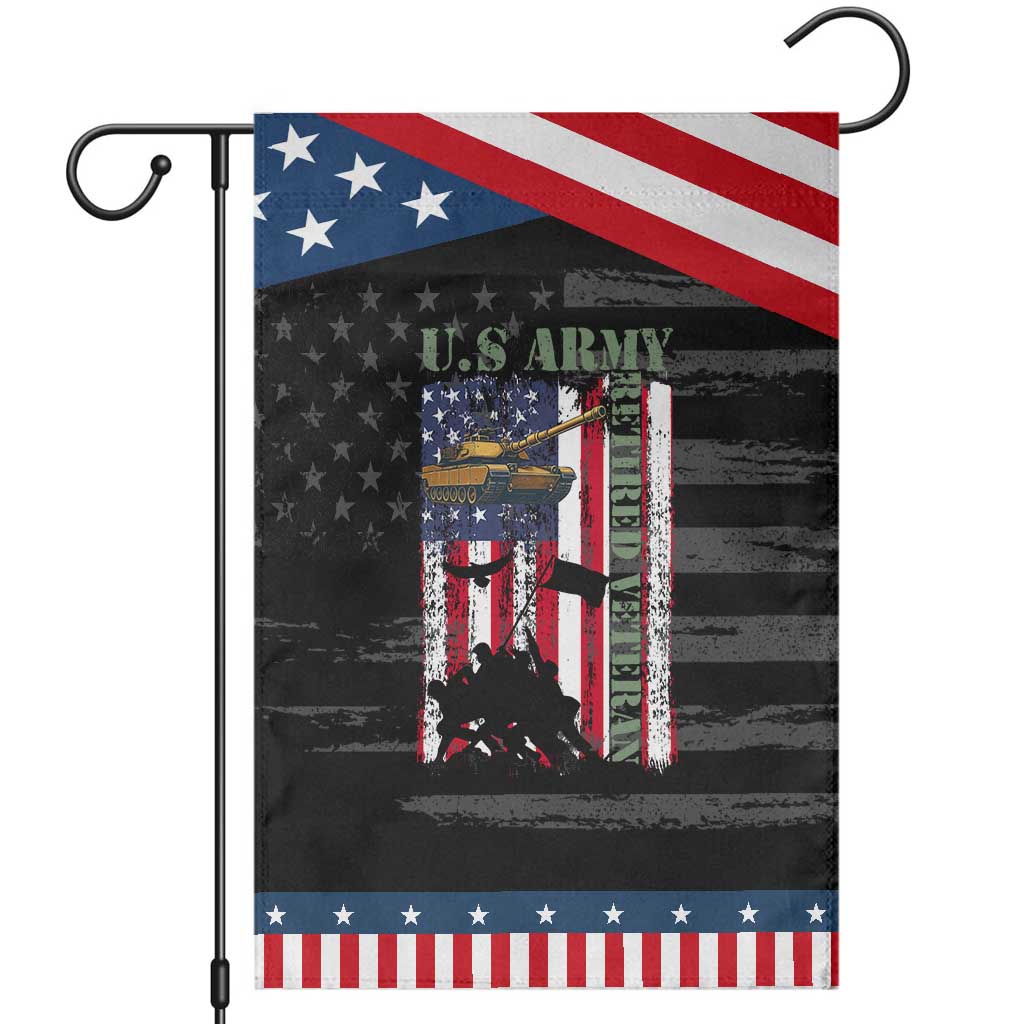 Retired Army Garden Flag American Flag US Patriotic USA Pride TS12 Distressed Black Blue Print Your Wear