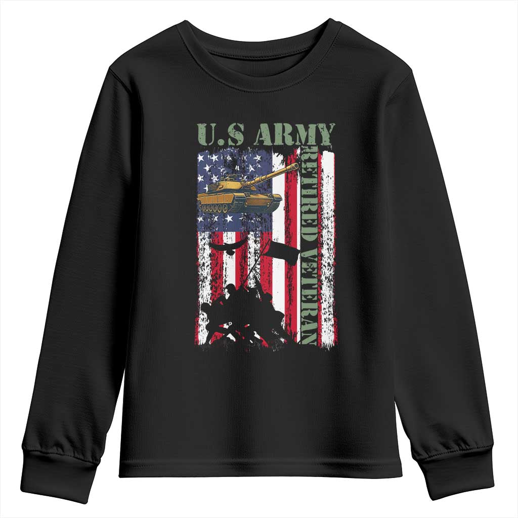 Retired Army Youth Sweatshirt American Flag US Patriotic USA Pride TS12 Black Print Your Wear