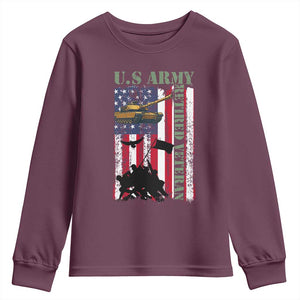 Retired Army Youth Sweatshirt American Flag US Patriotic USA Pride TS12 Maroon Print Your Wear