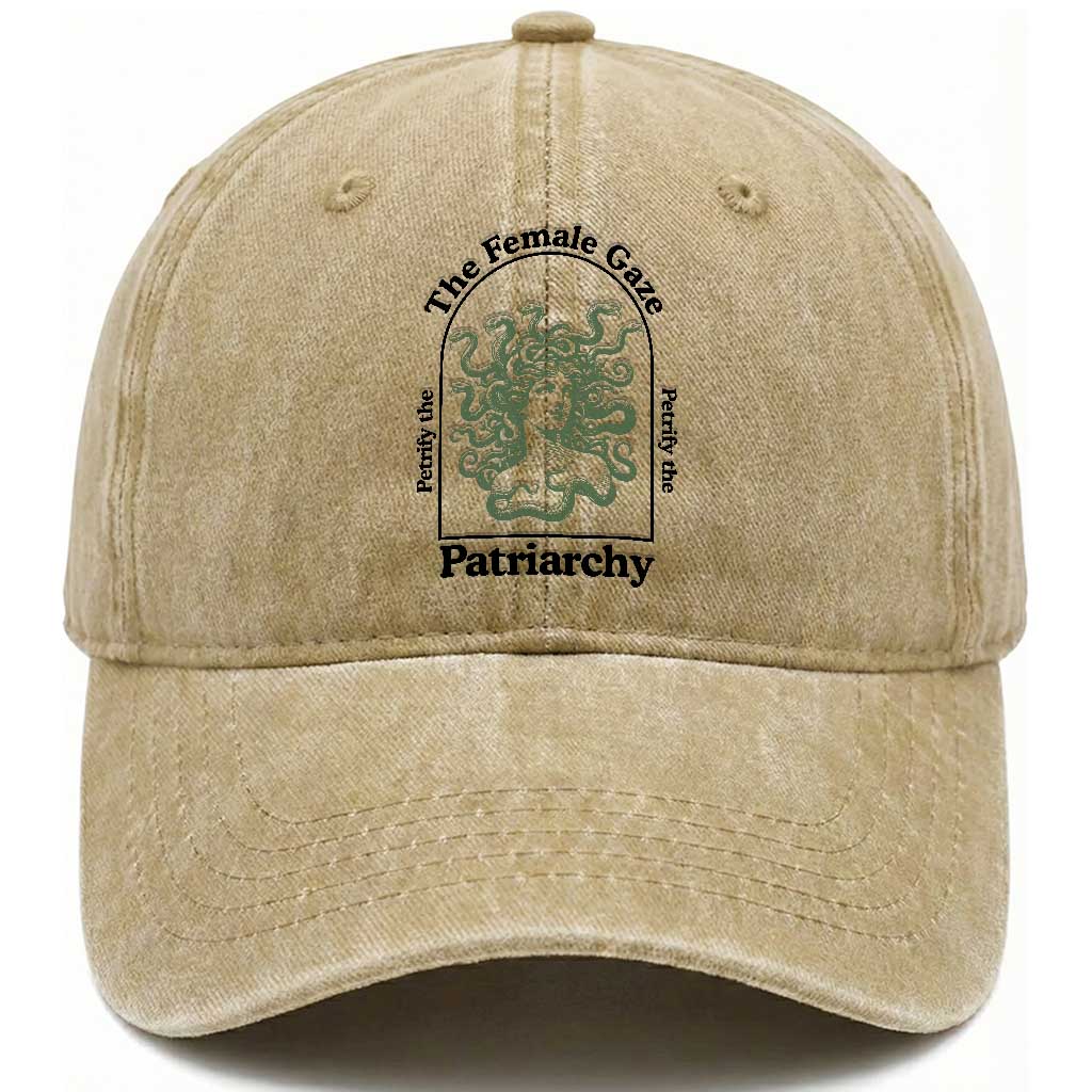 Feminist Washed Cotton Baseball Cap The Female Gaze Petrify The Patriarchy Mythology Medusa TS12 Print Your Wear
